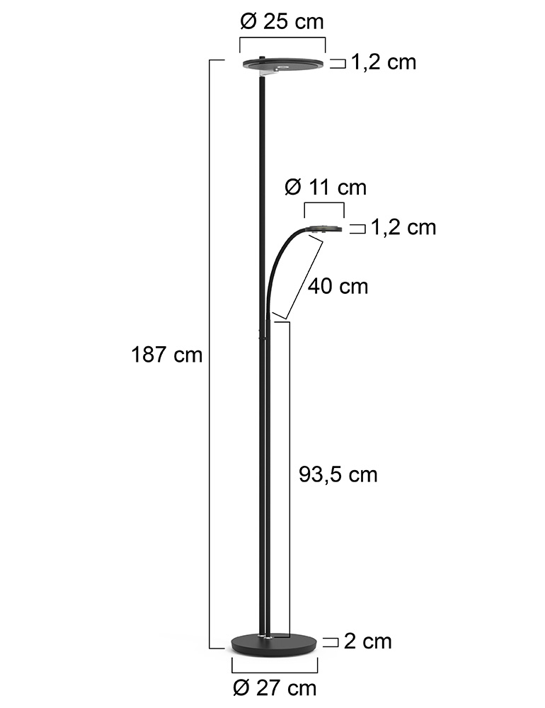 Lampe de lecture LED sur pied noir Steinhauer Turound verre noir 