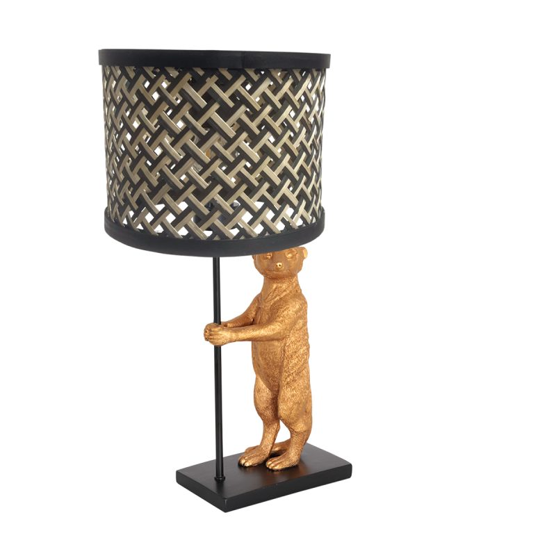 lámpara-de-mesa-negra-con-suricata-dorado-anne-light-&-home-animaux-3711zw