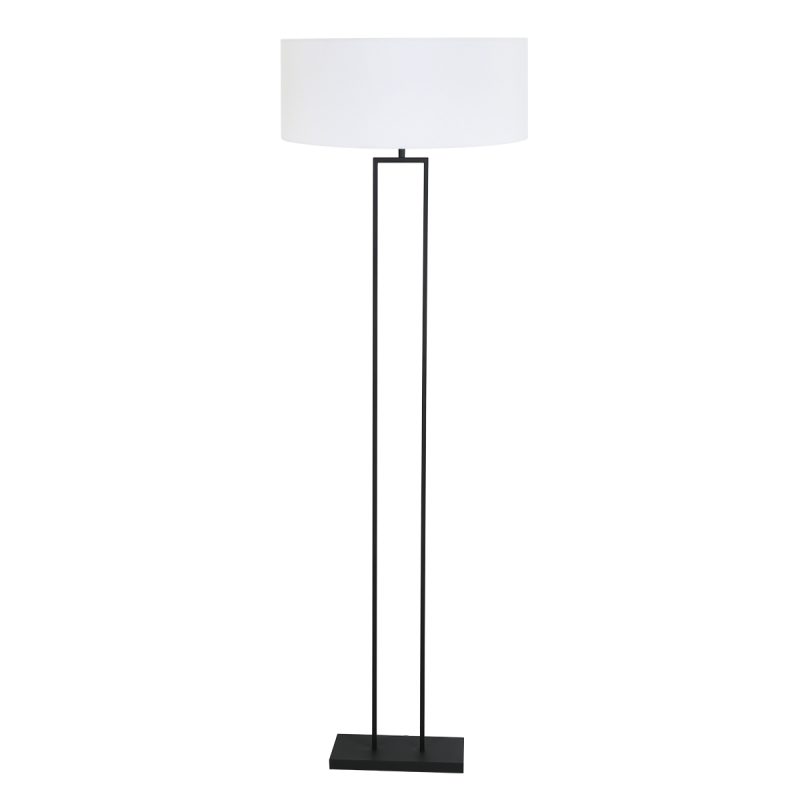 lámpara-de-pie-industrial-negra-con-pantalla-blanca-steinhauer-stang-3844zw