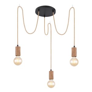 lámpara-colgante-de-3-luces-natural/negra-madera/cuerda-de-cáñamo-globo-frida-69069-3h