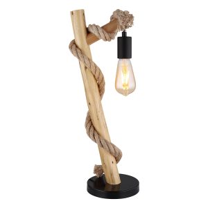 lámpara-de-mesa-inclinada-natural/negra-madera/cuerda-de-cáñamo-globo-ulleu-69029t