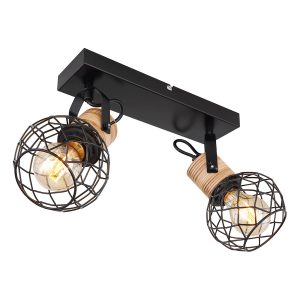 spot-de-2-luces-con-capucha-de-rejilla-negro/marrón-globo-lacky-54039-2