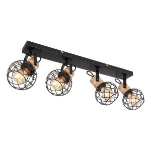 spot-de-4-luces-negro/marrón-con-capucha-de-rejilla-globo-lacky-54039-4