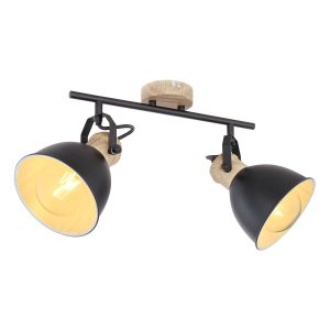 spot-industrial-de-2-luces-negro/marrón-globo-wiho-54018-2s