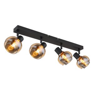 spot-negro-de-4-luces-ámbar/cristal-ahumado-globo-tokki-54309-4b